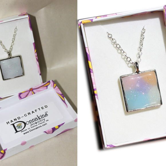 Donnakins Jewelry - Solar Color Changing Square Silver Necklace Donnakins Jewelry - Solar Color Changing Square Silver Necklace